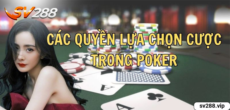 Các quyền lựa chọn cược trong poker
